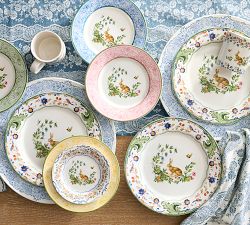 Botanical Bunny Stoneware Dinner Plates - Set of 4