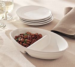 Cambria Handcrafted Stoneware Double Condiment Bowl