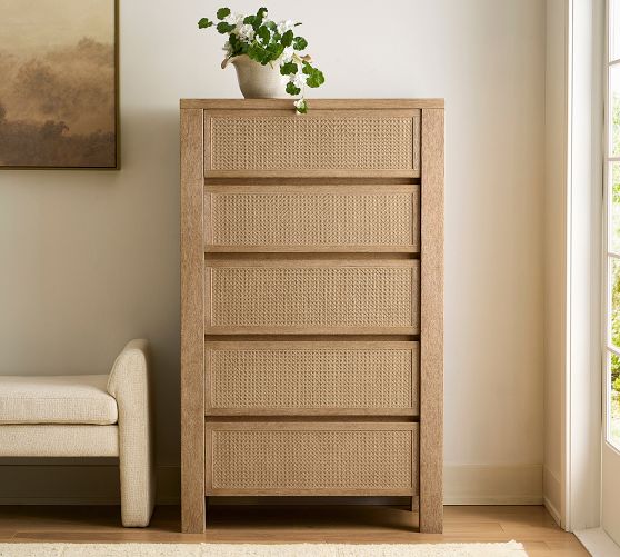 Marina Cane 5-Drawer Tall Dresser (34") by Pottery Barn