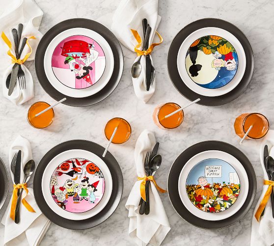 Peanuts™ Great Pumpkin Stoneware Appetizer Plates - Mixed Set of 4 by Pottery Barn