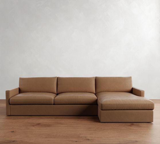 Westwood Slim Arm Leather Chaise Sectional (125"-143") by Pottery Barn
