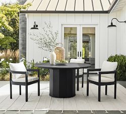 Get the Look: Malibu Metal Grand Round Dining Table + Curved Dining Chair Set