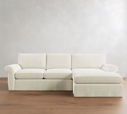 Pearce Roll Arm Deep Seat Slipcovered Chaise Sectional (110"&ndash;150")