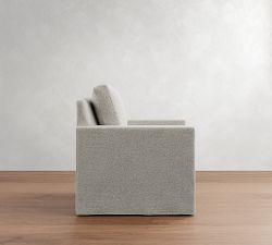Cameron Modern Square Arm Slipcovered Swivel Chair