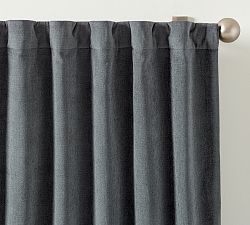 Open Box: Rustic Chenille Light Filtering Curtain, 50"W x 108"L - Steel Blue