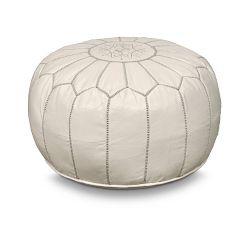 Nadia Moroccan-Style Leather Pouf
