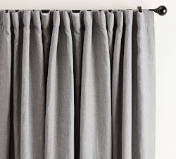 Open Box: Belgian Flax Linen Blackout Curtain, 100" W x 108" L, Individual-Flagstone