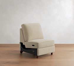 Open Box: Cameron Armless Power Recliner - Performance Basketweave Parchment, Espresso