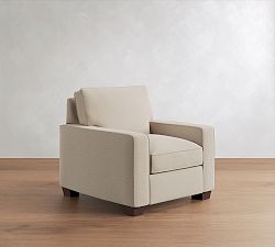 Open Box: PB Comfort Square Arm Recliner - Performance Textured Chenille Oatmeal, Espresso