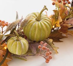 Faux Lit Autumnal Wreath &amp; Garland