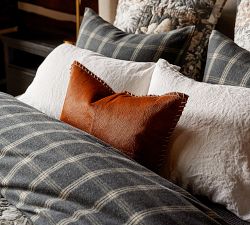 Pieced Hide Whipstitch Lumbar Pillow Cover