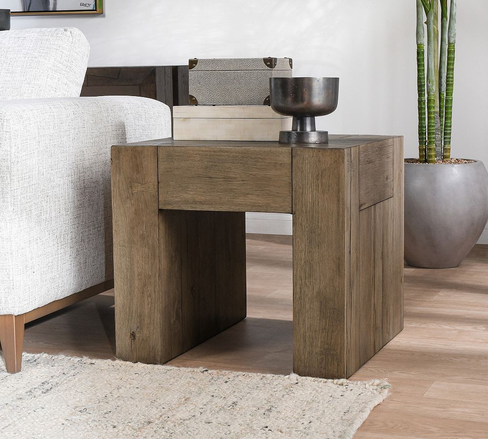 Raymond Square Reclaimed Wood End Table (24") by Pottery Barn