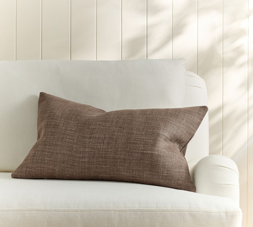 Belgian Linen Lumbar Pillow Cover - 16" x 26", Chocolate