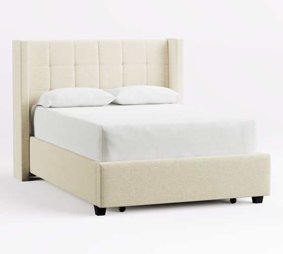 Elliot Upholstered Tufted Shelter Platform Footboard Storage Bed by Pottery Barn
