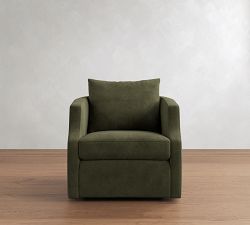 Monroe Barrel Arm Leather Swivel Chair