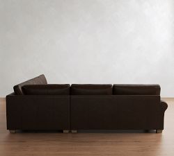 PB Comfort Modern Roll Arm Leather 3-Piece L-Shaped Wedge Sleeper Sectional (121")