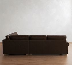 PB Comfort Modern Roll Arm Leather 3-Piece Wedge Sleeper Sectional (121")