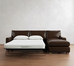 PB Comfort Modern Square Arm Leather Sleeper Chaise Sectional (108")