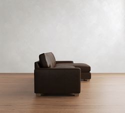 PB Comfort Modern Square Arm Leather Sleeper Chaise Sectional (108")