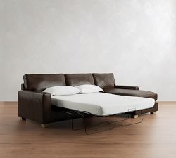 PB Comfort Modern Square Arm Leather Sleeper Chaise Sectional (108")
