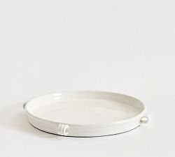 Open Box: Emery Handcrafted Ceramic Tray, Round - White