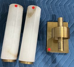 Open Box: Frances Alabaster Double Tube Sconce (22") - Tumbled Brass