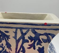 Open Box: Hand Painted Floral Ceramic, Medium Vase (15.25"H)