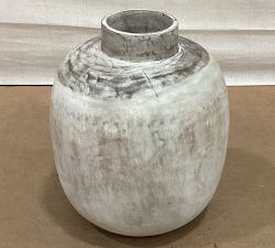 Open Box: Handcrafted Butterfly Joint Large Vase (12.75" H) - Whitewash