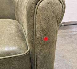 Open Box: Irving Roll Arm Leather Swivel Armchair without Nailheads (33") - Keystone Moss