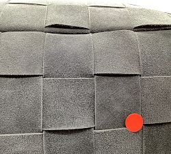 Open Box: Suede Basketweave Pouf - Navy