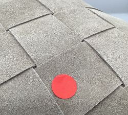 Open Box: Suede Basketweave Pouf - Stone