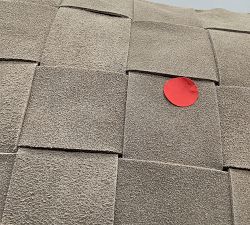 Open Box: Suede Basketweave Pouf - Stone