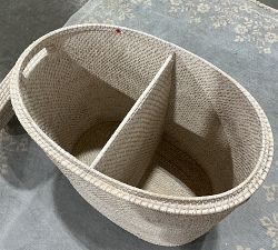 Open Box: Tava Handwoven Rattan Divided Hamper - White