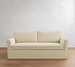 Open Box: York Roll Arm Sofa Replacement Slipcover (83"), 2X1 - Rustic Chenille Ivory