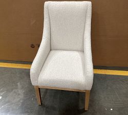 Open Box: York Upholstered Dining Armchair - Luxe Boucle Ivory, Seadrift