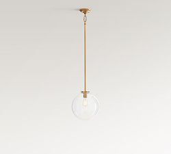 Open Box: Anderson Clear Glass Globe Pendant, Small (12" Diam.) - Vintage Brass