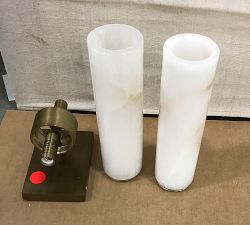 Open Box: Frances Alabaster Double Tube Sconce (22") - Tumbled Brass