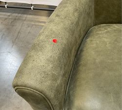 Open Box: Irving Roll Arm Leather Swivel Armchair without Nailheads (33") - Keystone Moss