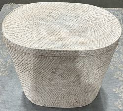 Open Box: Tava Handwoven Rattan Divided Hamper - White