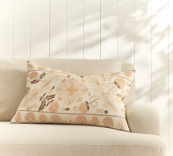 Inez Suzani Embroidered Lumbar Pillow Cover