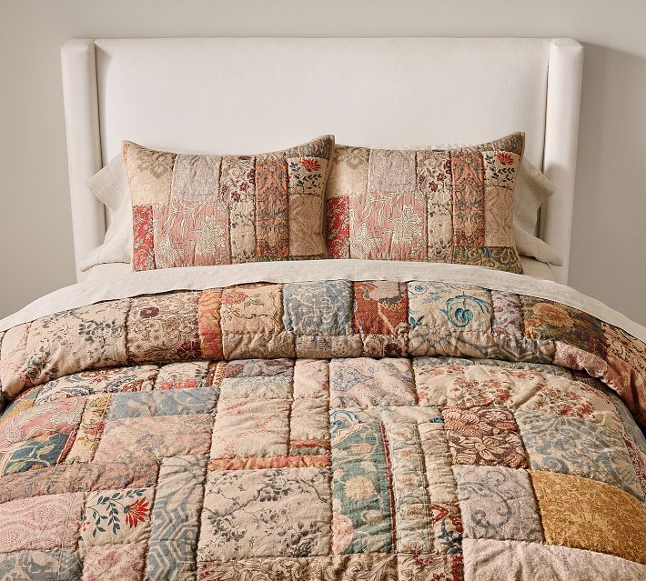 Valentina Rosewood Quilted Sham | Hand Quilted Cotton/Linen