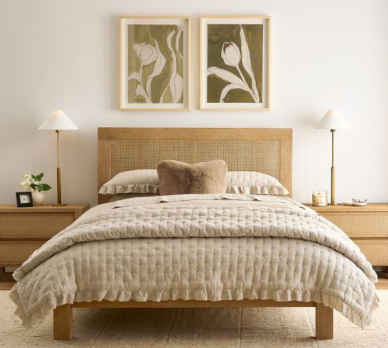 Belgian Flax Linen Ruffle Tufted Quilt by Pottery Barn