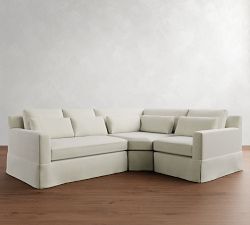 York Square Arm Deep Seat Slipcovered 3-Piece Wedge Sectional(108")