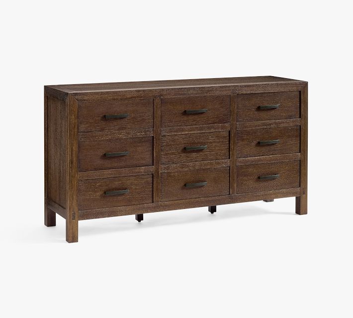 6ft long dresser 9 wood drawers Anton (76") Storage 9 Drawer Dresser, Burnt Wax, West Elm