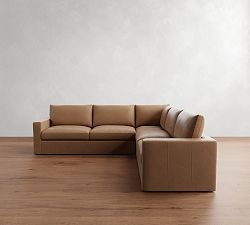 Westwood Square Arm Leather 3-Piece L-Shaped Sectional (117")