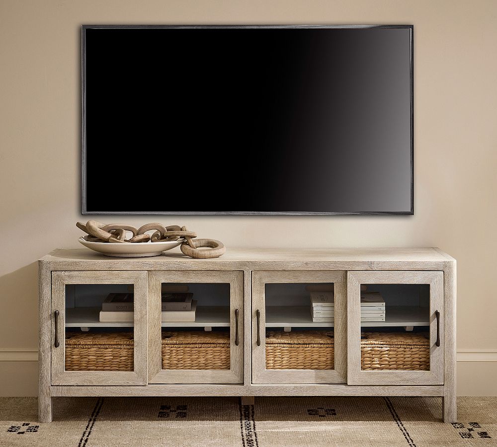 Aptos Low Glass Media Console (62") by Pottery Barn