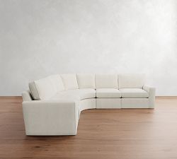 Pearce Square Arm Slipcovered 5-Piece Curved Wedge Sectional (127")