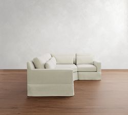 York Square Arm Deep Seat Slipcovered 3-Piece Wedge Sectional(108")