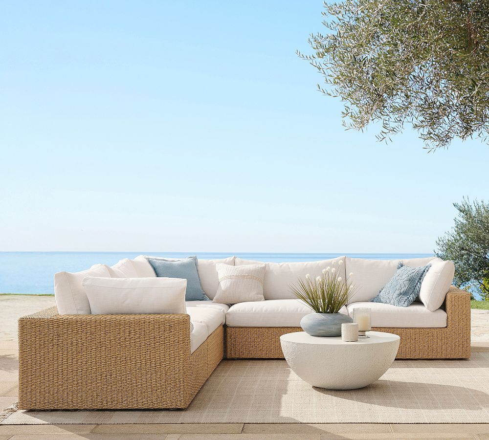 Kostas Wicker 5-Piece Outdoor Sectional (129") by Pottery Barn