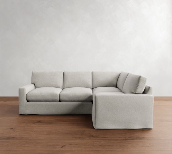 PB Comfort Modern Square Arm Slipcovered 3-Piece Sectional (106") by Pottery Barn